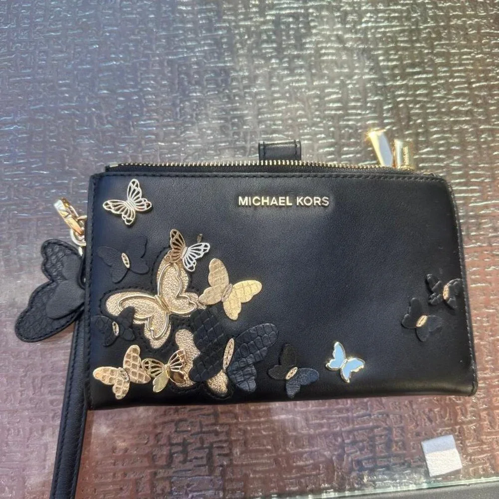 Michael Kors Butterfly Embellished Wallet - Black & Gold - Picture 6 of 7